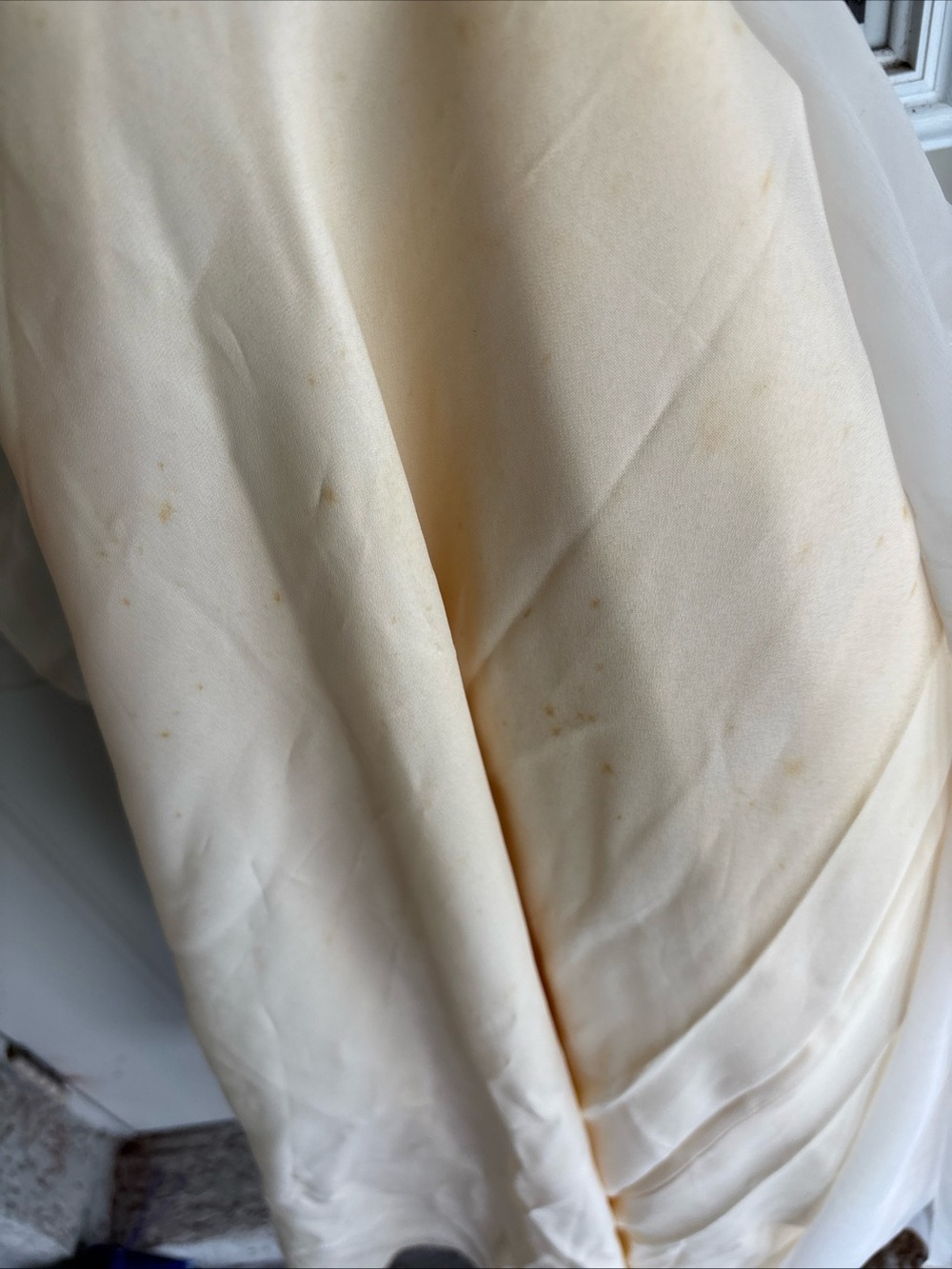 Sheer Lace-Trim Maxi Dress in Cream with Tie Waist Vintage 1970s - Picture 6 of 12